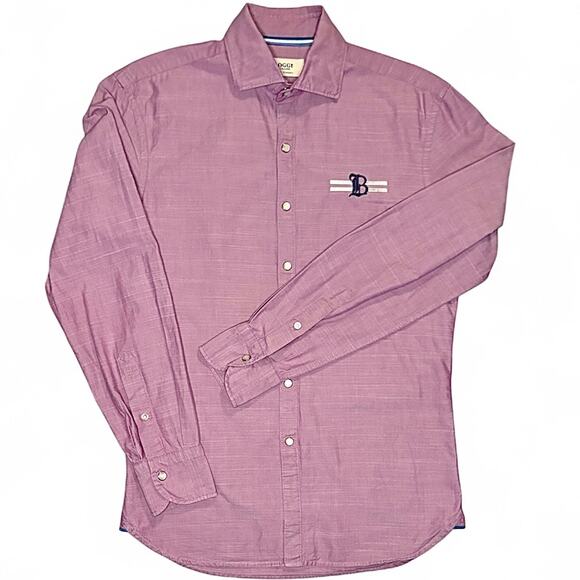 AS IS Boggi Milano Mens Lilac Shirt Small Snap Long Sleeve Cotton - Picture 1 of 9